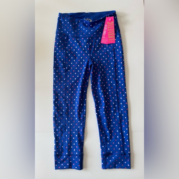 Lilly Pulitzer Luxletic High Rise Cropped Leggings NWT Size XS Borealis Blue - Picture 6 of 9